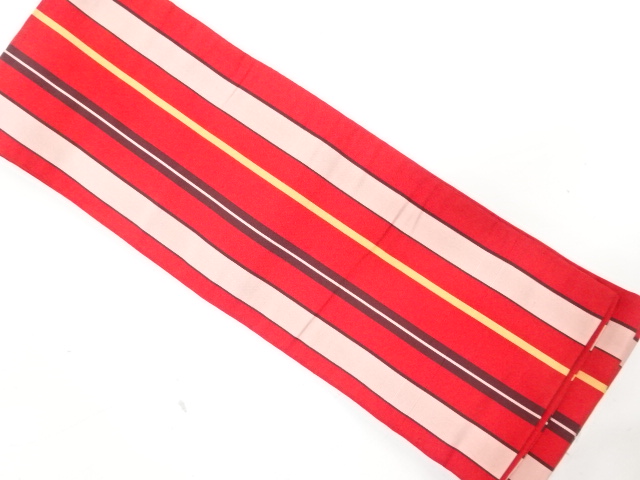 本場筑前博多　縞模様織り出し　半幅帯